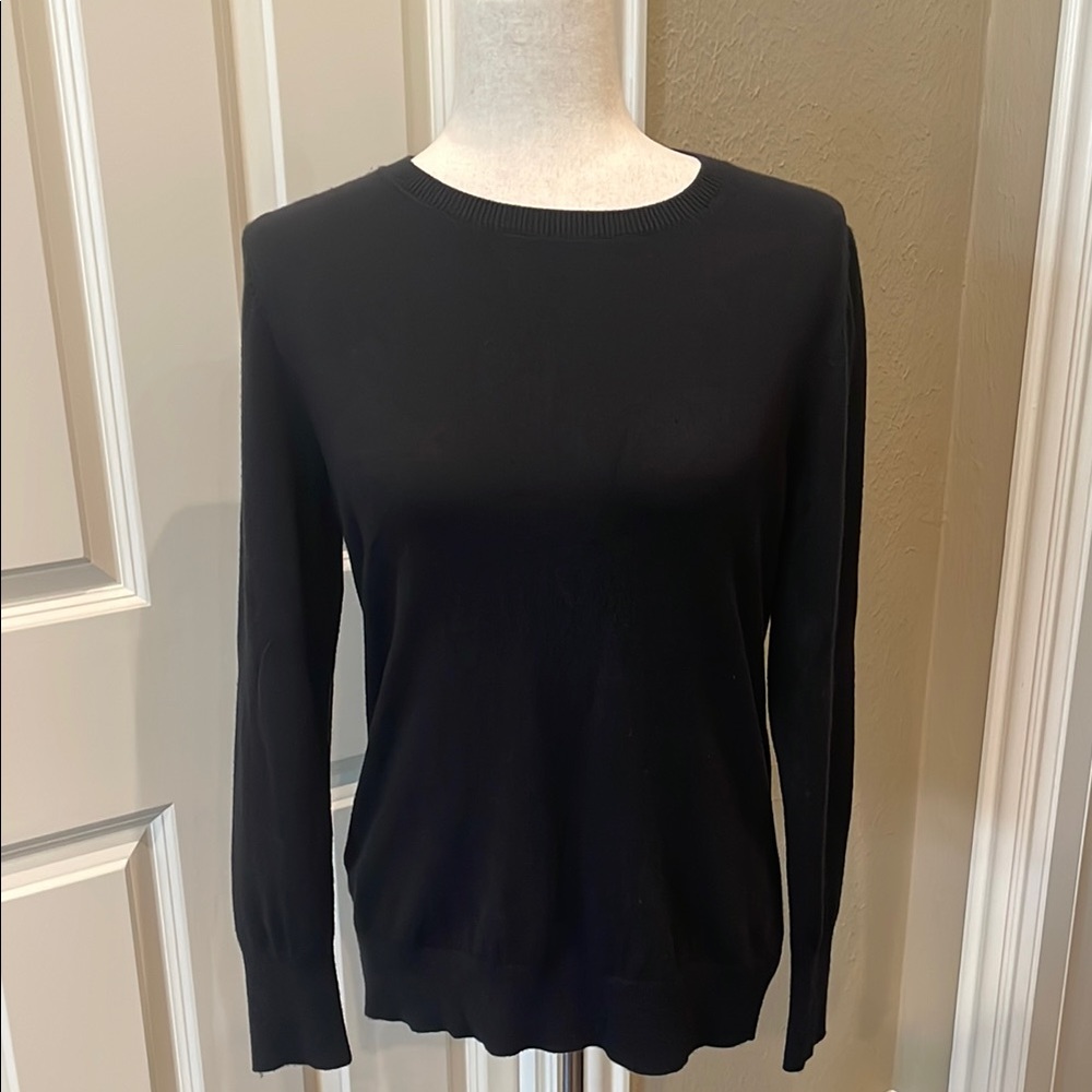 Ann Taylor Classic Crew Neck Sweater Black LP